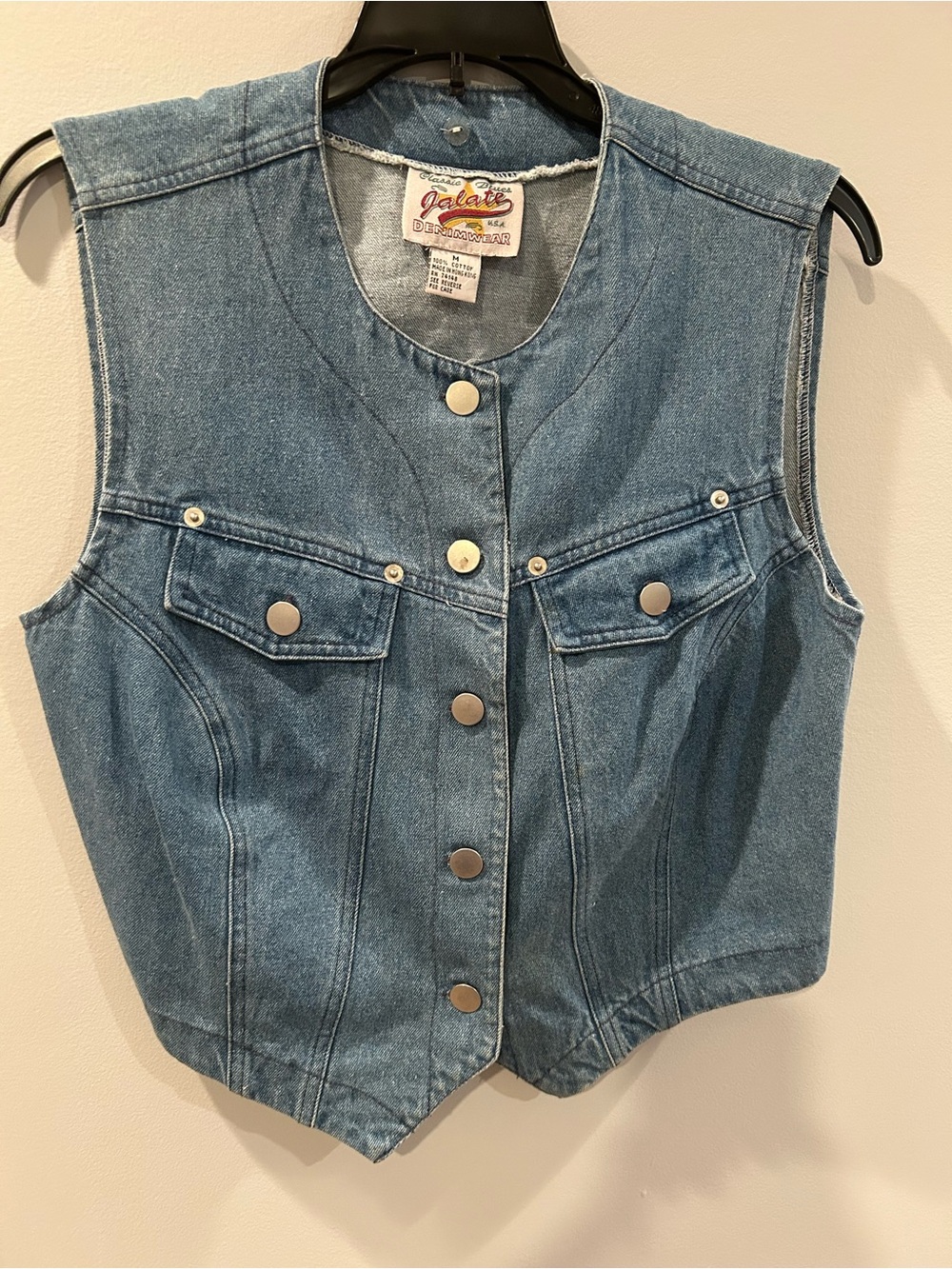 Vintage Women's Blue Denim Button-Front Vest